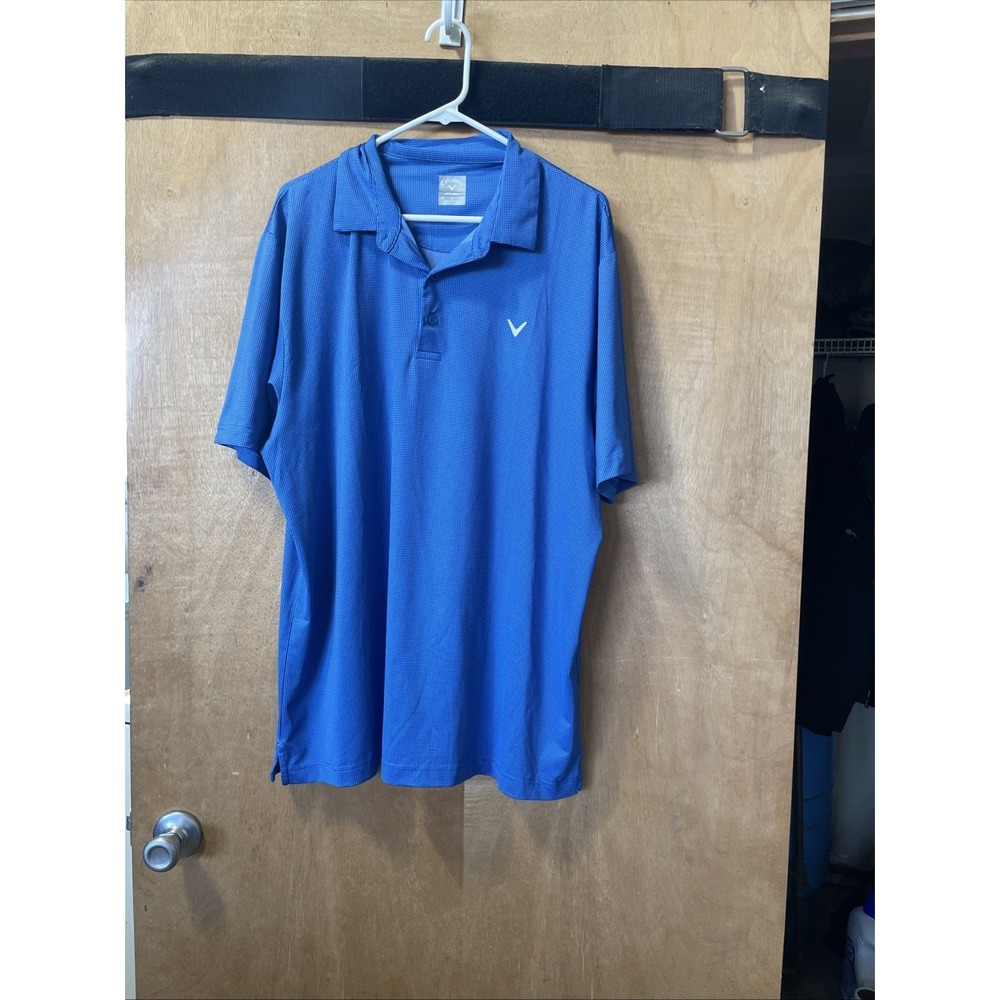 Callaway Opti-Dri Men's XL EG TG Blue White Check Short Sleeve Golf Polo